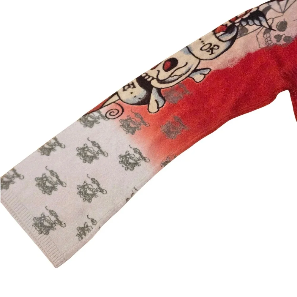 Ed Hardy Red Rhinestone Skull Butterfly Hoodie‎ Dress Size L - Picture 3 of 8